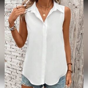 New Sleeveless White Blouse